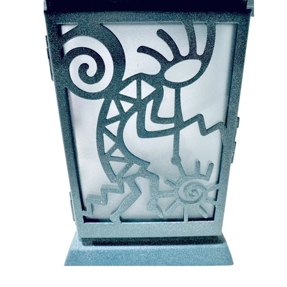 PartyLite Kokopelli Gecko Teal Metal Lantern Southwestern Candle Holder Vintage - Picture 11 of 12